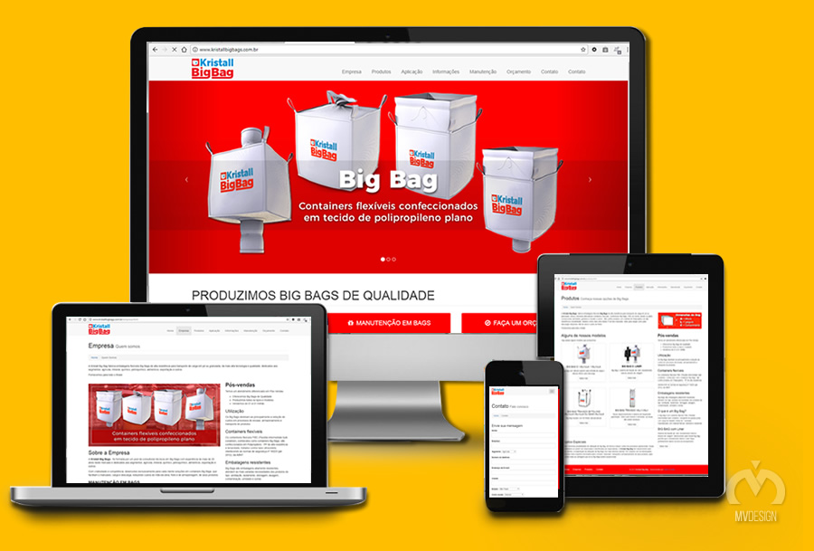 Projeto Kristall Big Bag - Website, logo e folder
